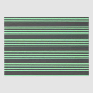 Green and charcoal five stripes pattern tissue paper
