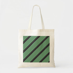 Green and charcoal five stripes pattern tote bag