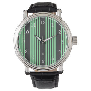 Green and charcoal five stripes pattern watch