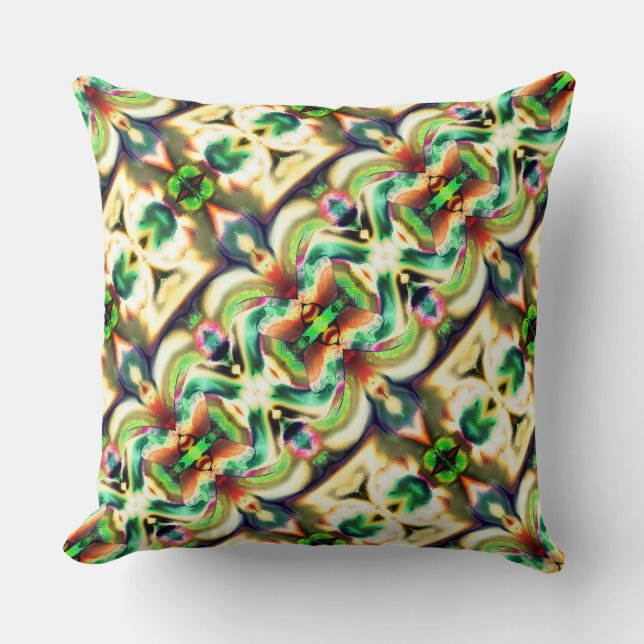 Green and coloured rapport with rough glass style  cushion (Front)