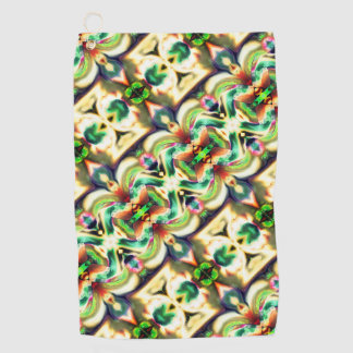 Green and coloured rapport with rough glass style golf towel