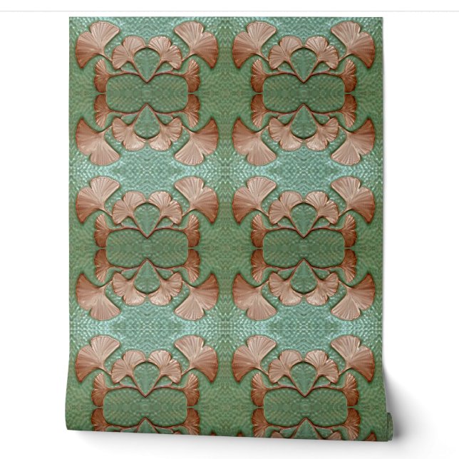  Green and copper Gingko 2' x 4' Wallpaper (Unrolling)