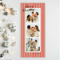 Green and Coral Chic Vertical Stripes 3 Photo