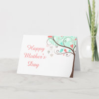 Green and Coral Floral Bird Mother's Day