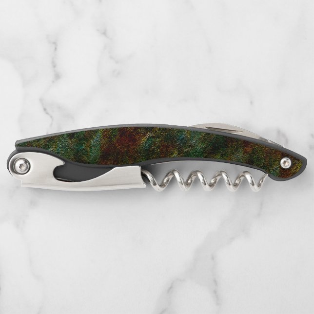 Green and coral speckled wall style corkscrew (Front)