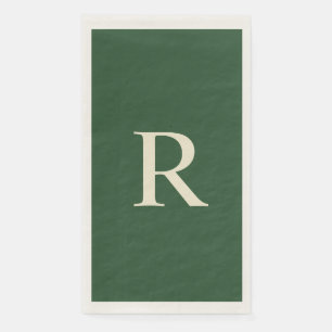 Green and Cream Monogrammed Paper Guest Towel Napkin