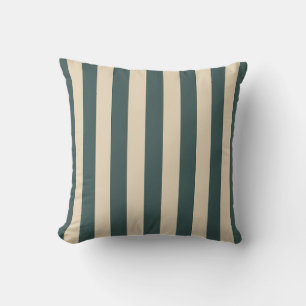 Green And Cream Vertical Stripes Cushion