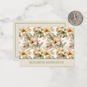 Green and Cream Watercolor Tropical Floral Card