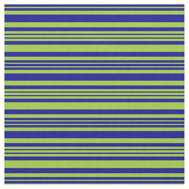 Green and Dark Blue Coloured Lines Pattern Fabric (Close Up)