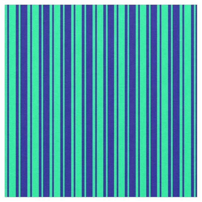 Green and Dark Blue Striped/Lined Pattern Fabric (Close Up)