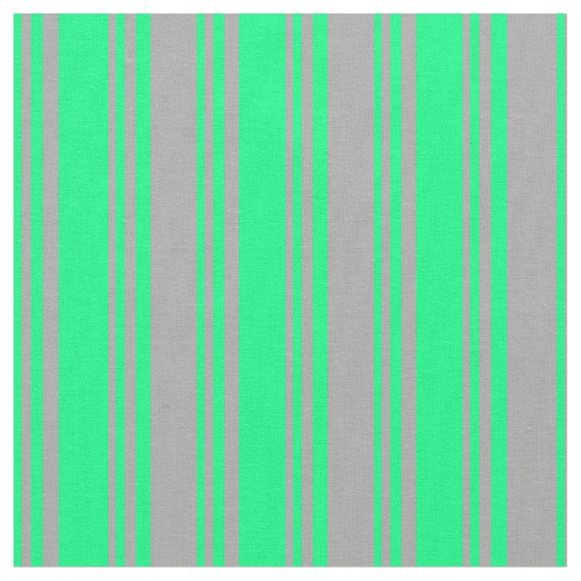 Green and Dark Grey Lines/Stripes Pattern Fabric (Close Up)