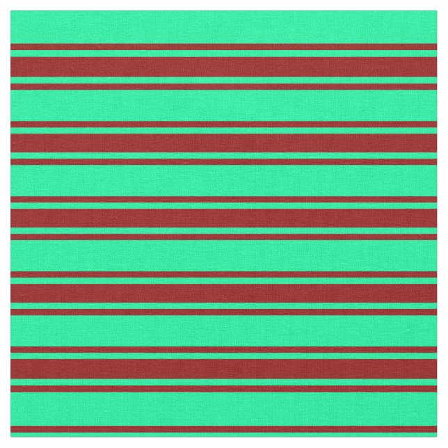 Green and Dark Red Lined/Striped Pattern Fabric (Close Up)