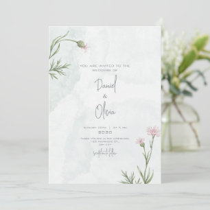 Green and Elegant Floral Wedding Invitation