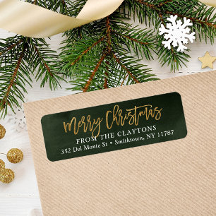 Green and Faux Foil Christmas Return Address