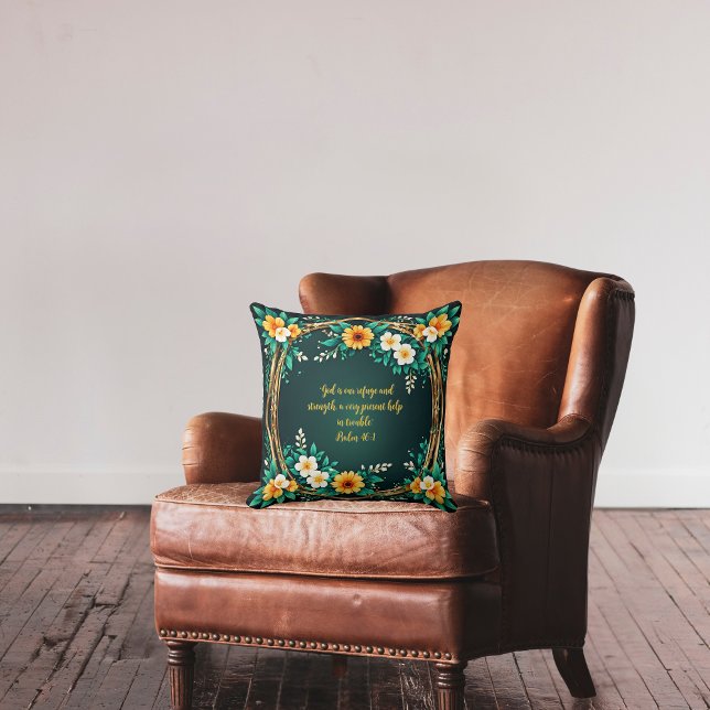 Green and Floral Wreath Customisable Cushion (Creator Uploaded)