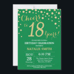 Green and Gold 18th Birthday Diamond Invitation<br><div class="desc">18th Birthday Invitation with Green and Gold Glitter Diamond Background. Gold Confetti. Adult Birthday. Male Men or Women Birthday. For further customisation,  please click the "Customise it" button and use our design tool to modify this template.</div>
