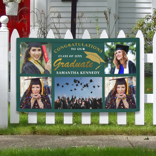 Green And Gold 2026 Graduation 5 Photo Collage Banner