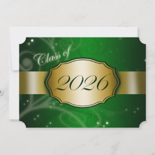 Green and Gold 2026 Graduation Invitation
