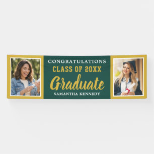 Green And Gold 2 Photo Congrats 2026 Graduation Banner