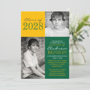 Green and Gold 2 Photo Graduation Announcement