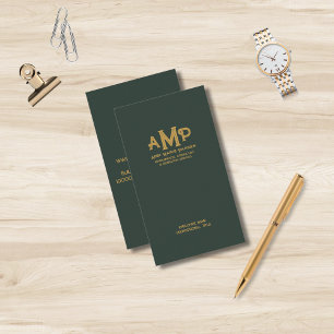 Green and Gold 3 Letter Monogram Business Logo  Business Card