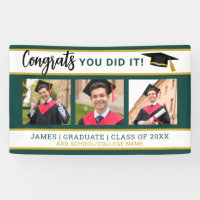 Green  And Gold 3 Photo Collage Congrats Grad 2025