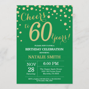 Green and Gold 60th Birthday Diamond Invitation