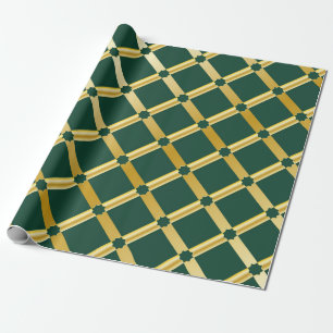Green and Gold Arabesque Wrapping Paper (Roll)