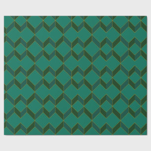 Green and gold Art Deco diamond Wrapping paper