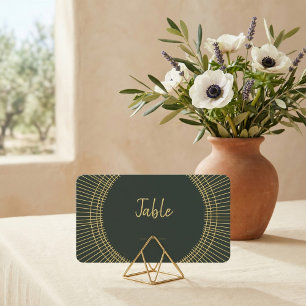 Green and gold art nouveau table number place card