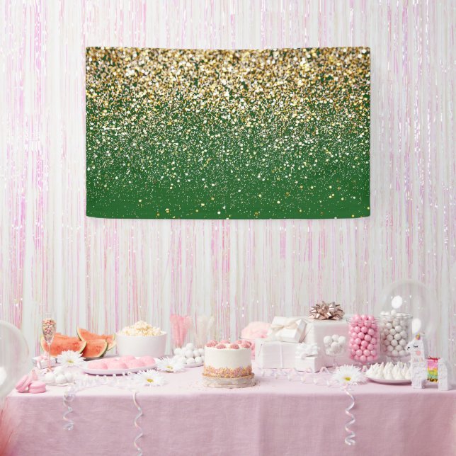 Green and Gold Backdrop Birthday Backdrop Gold  Banner (Party)