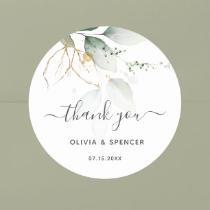 Green and Gold Botanical Garden wedding Classic Round Sticker