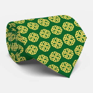 Green and Gold Celtic Knot Pattern Tie
