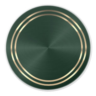 Green and Gold  Ceramic Knob
