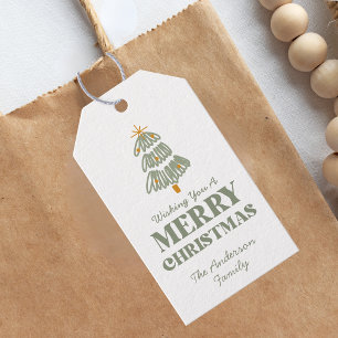Green And Gold Christmas Holiday Party Gift Tags