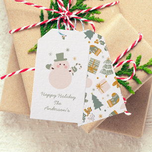 Green And Gold Christmas Holiday Party Gift Tags