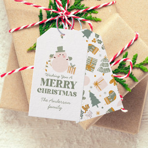 Green And Gold Christmas Holiday Party Gift Tags