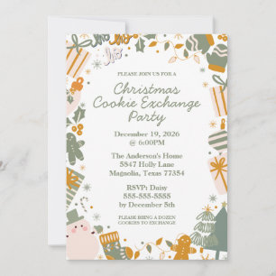 Green And Gold Christmas Holiday Party Invitation