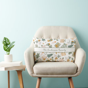 Green And Gold Christmas Holiday Party Lumbar Cushion