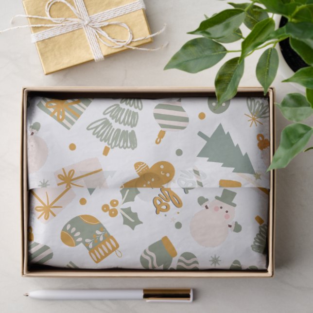 Green And Gold Christmas Holiday Party Tissue Paper (Gift)