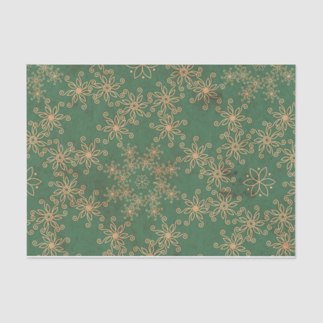 Green and Gold Christmas Pattern Tissue Paper (Front)
