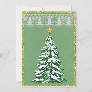Green and Gold Christmas Tree Half Fold Card