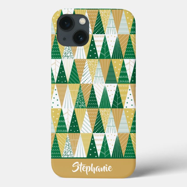Green and Gold Christmas Trees Case-Mate iPhone Case (Back)
