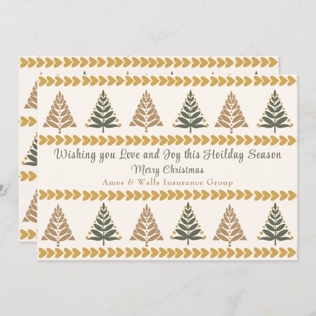 Green and Gold Christmas Trees Holiday Greeting (Front/Back)