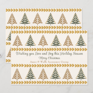 Green and Gold Christmas Trees Holiday Greeting Card