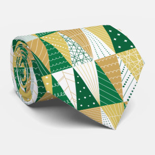 Green and Gold Christmas Trees Tie