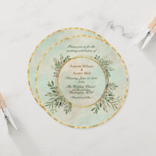 Green and Gold Circle Invitation