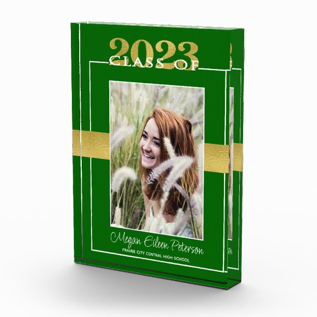 Green and Gold Class of 2023 Graduation Memento Photo Block (Right)