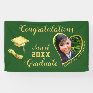 Green and Gold Class of 2025 Graduation Photo Banner