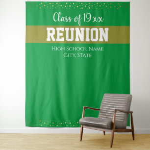 Green and Gold Class Reunion Any Year Tapestry